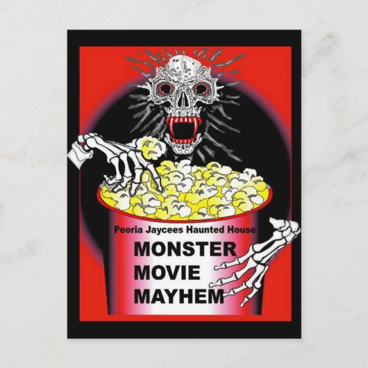 Halloween Poster Skeleton Eating Popcorn Briefkaart (Voorkant)