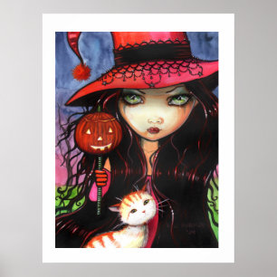 Halloween Poster Witch Cat van Molly Harrison