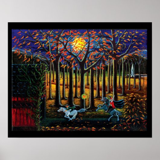 Halloween, poster, zonder kop, paardenbont, bos poster (Voorkant)