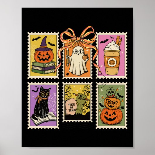  Halloween postzegel leraar Spooky Cut Poster (Voorkant)