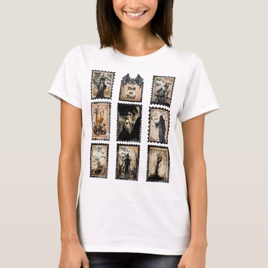  Halloween postzegels, voeg uw foto toe T-shirt (Voorkant)