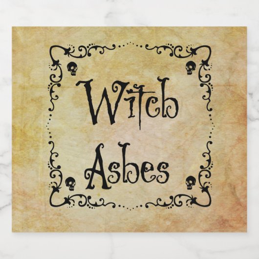 Halloween Potion Ingrediënten Witch Ashes Likeurfles Etiket (Enkel label)