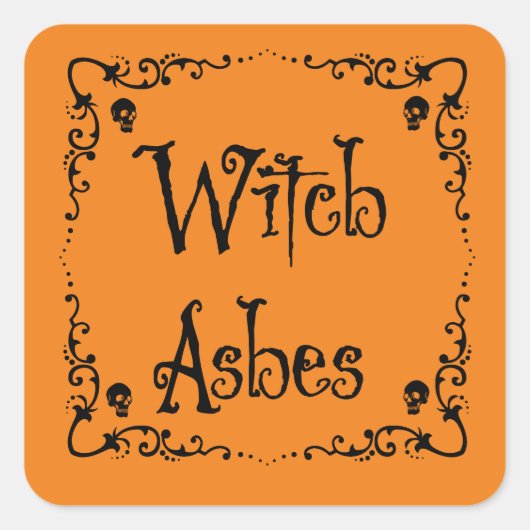 Halloween Potion Ingrediënten Witch Ashes Vierkante Sticker (Voorkant)