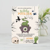 Halloween Potluck Feest Uitnodigingskaart Kaart (Staand voorkant)