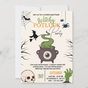 Halloween Potluck Feest Uitnodigingskaart Kaart
