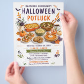 Halloween Potluck Gemeenschaps Herfstbijeenkomst Flyer (Hand)