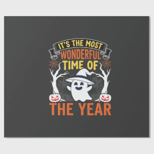 Halloween Prachtige Tijd Geest en Pompoen Vintage Cadeaupapier