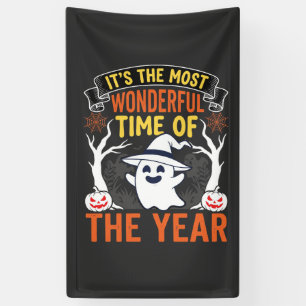Halloween Prachtige Tijd Geest en Pompoen Vintage Spandoek