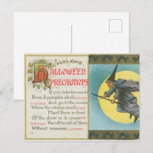 Halloween Precautions Witch  Briefkaart (Voorkant / Achterkant)