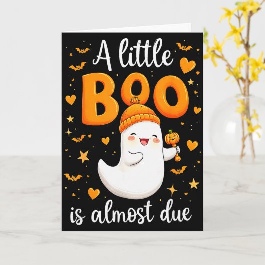 Halloween Pregnancy Announcement A Little Boo Is A Kaart (Gele Bloem)