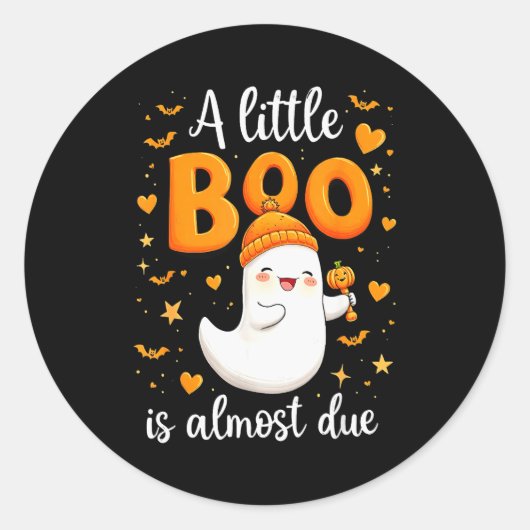 Halloween Pregnancy Announcement A Little Boo Is A Ronde Sticker (Voorkant)