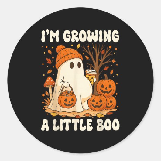 Halloween Pregnancy Announcement I'm Growing A Lit Ronde Sticker (Voorkant)
