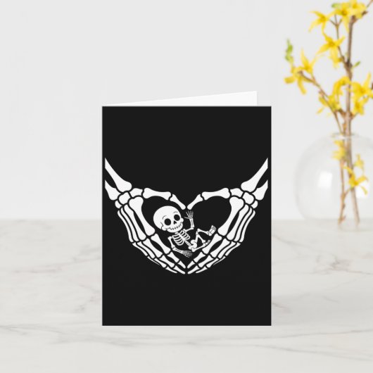 Halloween Pregnant Baby Skeleton Spooky Seizoen Ni Kaart (Gele Bloem)