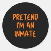 Halloween Pretend I'm An Inmate Costume Lazy Kids  Ronde Sticker (Voorkant)
