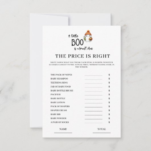 Halloween prijs is de juiste Baby shower Game Kaar Kaart (Voorkant)