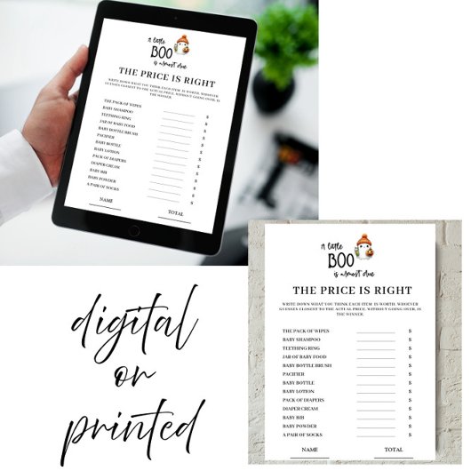 Halloween prijs is de juiste Baby shower Game Kaar Kaart