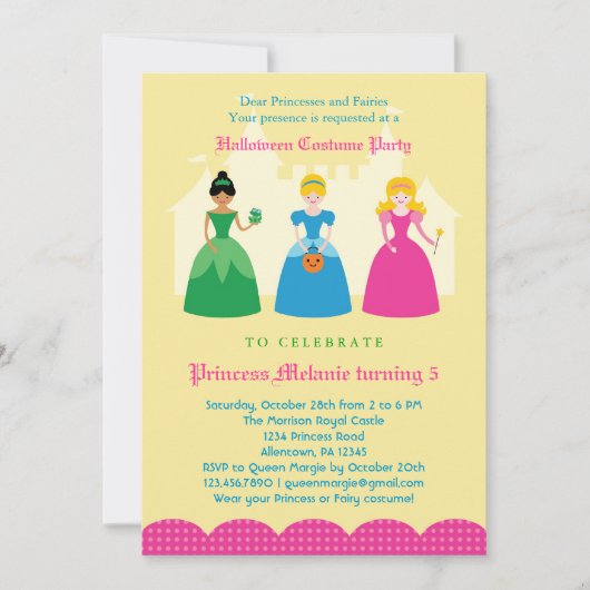 Halloween Princess Costume Party Invitation Kaart (Voorkant)