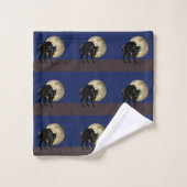 Halloween Prowling Black Cat op een Volle Maan Bad Handdoek (Wasdoekje)