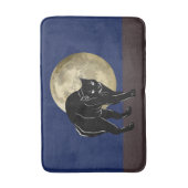 Halloween Prowling Black Cat op een Volle Maan Badmat (Voorkant Verticaal)