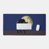 Halloween Prowling Black Cat op een Volle Maan Bureaumat (Keyboard & Muis)