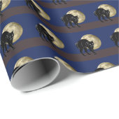 Halloween Prowling Black Cat op een Volle Maan Cadeaupapier (Rol Hoek)