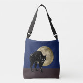 Halloween Prowling Black Cat op een Volle Maan Crossbody Tas (Voorkant)