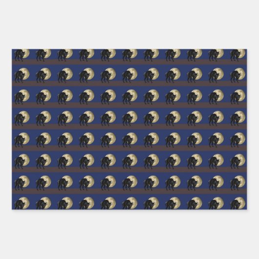 Halloween Prowling Black Cat op een Volle Maan Inpakpapier Vel (Voorkant)