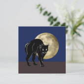 Halloween Prowling Black Cat op een Volle Maan Kaart (Staand voorkant)