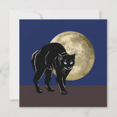 Halloween Prowling Black Cat op een Volle Maan Kaart (Voorkant)