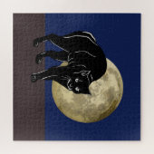 Halloween Prowling Black Cat op een Volle Maan Legpuzzel (Horizontaal)