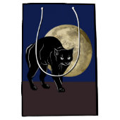 Halloween Prowling Black Cat op een Volle Maan Medium Cadeauzakje (Voorkant)