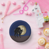 Halloween Prowling Black Cat op een Volle Maan Papieren Kommen (Feest)