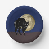 Halloween Prowling Black Cat op een Volle Maan Papieren Kommen (Voorkant)