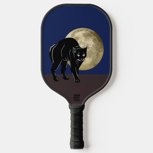 Halloween Prowling Black Cat op een Volle Maan Pickleball Paddle (Voorkant)