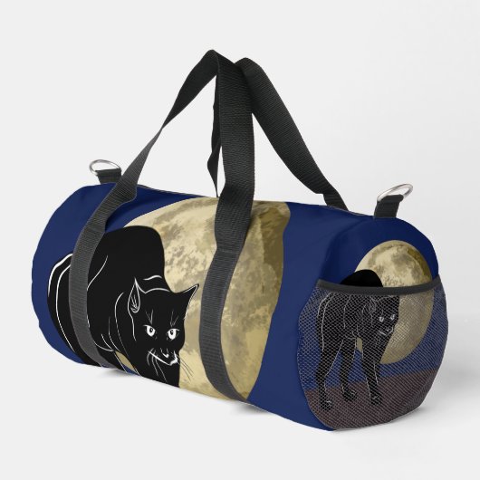 Halloween Prowling Black Cat op een Volle Maan Plunjezak (Rechterhoek)
