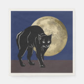 Halloween Prowling Black Cat op een Volle Maan Servet (Voorkant)