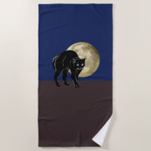 Halloween Prowling Black Cat op een Volle Maan