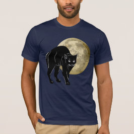 Halloween Prowling Black Cat op een Volle Maan T-shirt