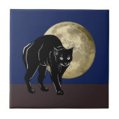 Halloween Prowling Black Cat op een Volle Maan Tegeltje (Voorkant)