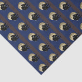 Halloween Prowling Black Cat op een Volle Maan Tissuepapier (Detail)