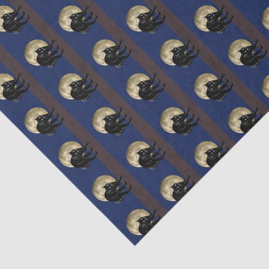 Halloween Prowling Black Cat op een Volle Maan Tissuepapier (Detail)