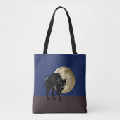 Halloween Prowling Black Cat op een Volle Maan Tote Bag (Voorkant)
