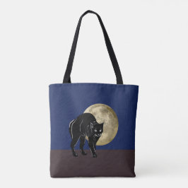 Halloween Prowling Black Cat op een Volle Maan Tote Bag