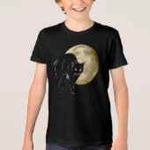 Halloween Prowling Black Cat op een Volle Maan Tri-Blend Shirt (Voorkant)