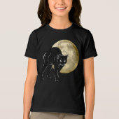 Halloween Prowling Black Cat op een Volle Maan Tri-Blend Shirt (Voorkant)
