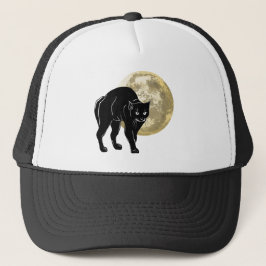 Halloween Prowling Black Cat op een Volle Maan Trucker Pet