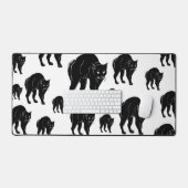 Halloween Prowling Black Cat Silhouette Tekening Bureaumat (Keyboard & Muis)