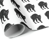 Halloween Prowling Black Cat Silhouette Tekening Cadeaupapier (Rol Hoek)