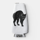 Halloween Prowling Black Cat Silhouette Tekening Flesjeskoeler (Voorkant)