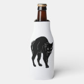 Halloween Prowling Black Cat Silhouette Tekening Flesjeskoeler (Fles Voorkant)